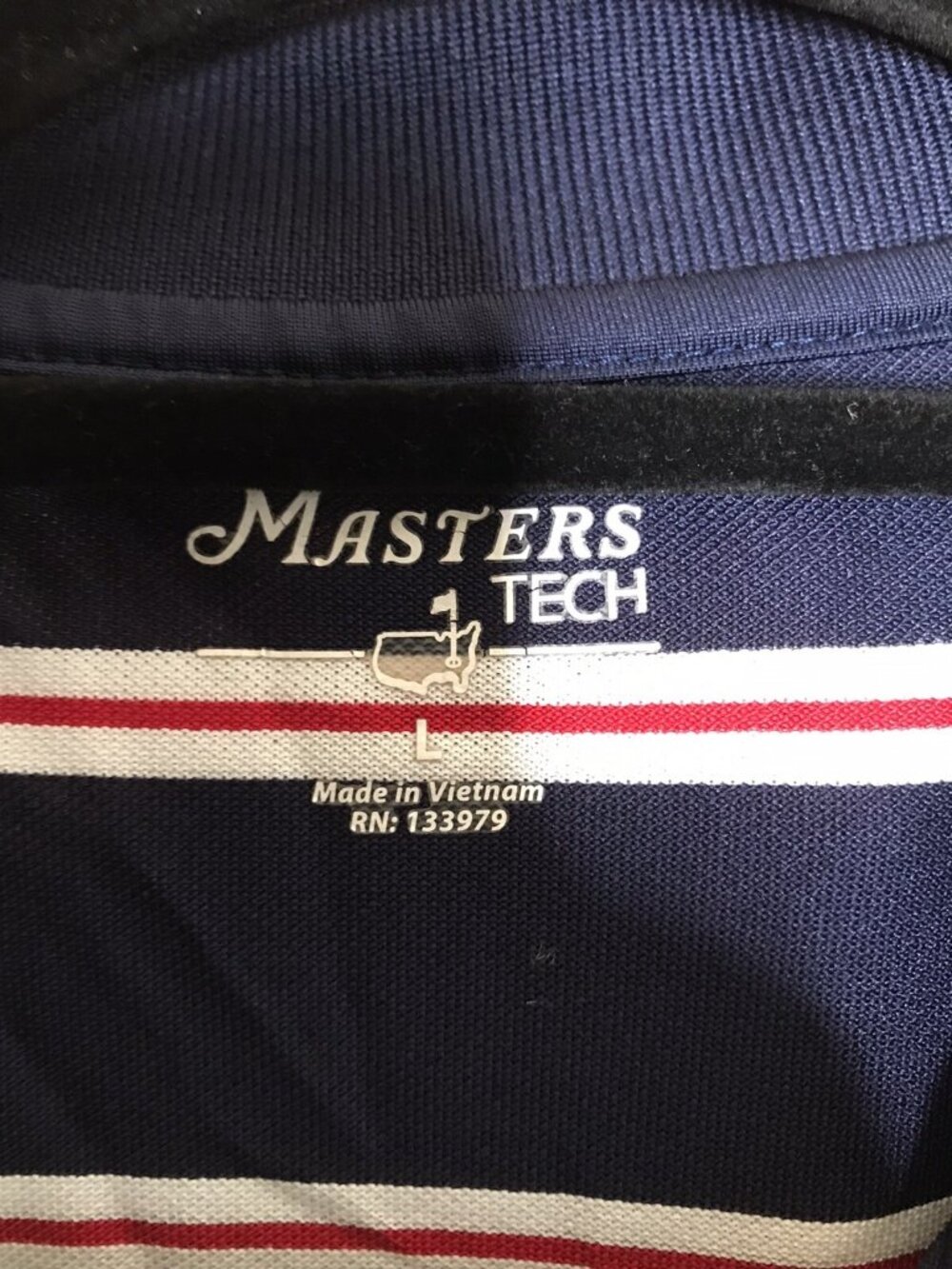 Masters Tech sz L Golf Polo Short Sleeve Shirt Stripes Red Blue White Men's - Picture 5 of 6
